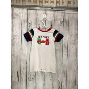 Ferrari Baby Bodysuit Lightweight Polyester Size 12M White Short Sleeve